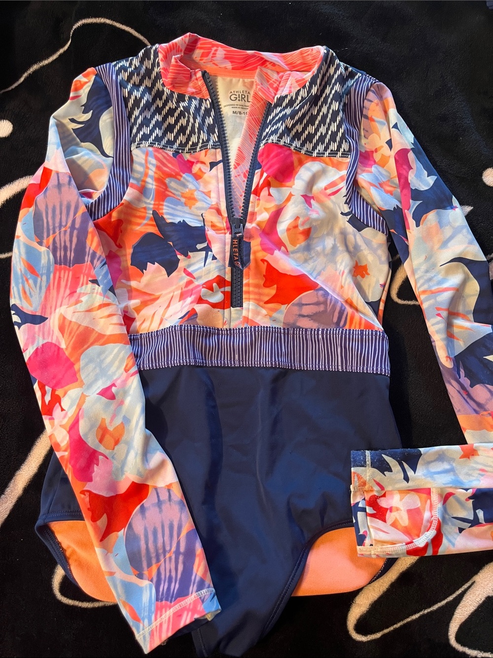 Athleta Kids Long Sleeve Rashguard Swimsuit in Navy, Pink, Coral, Blue